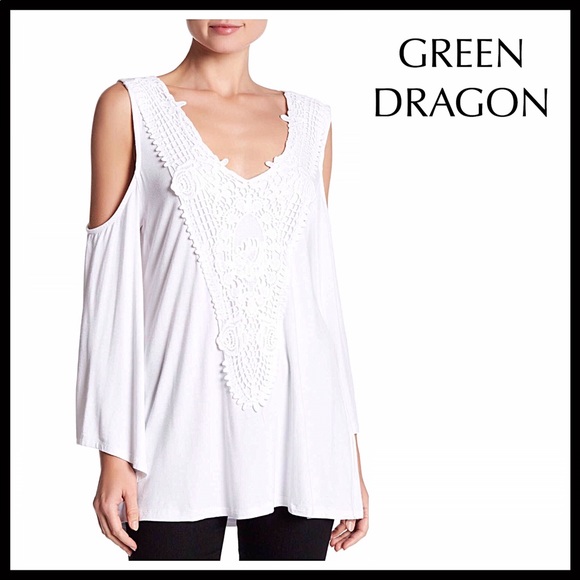 Green Dragon Tops - WHITE COLD SHOULDERS KNIT TUNIC SUMMER TOP A3C